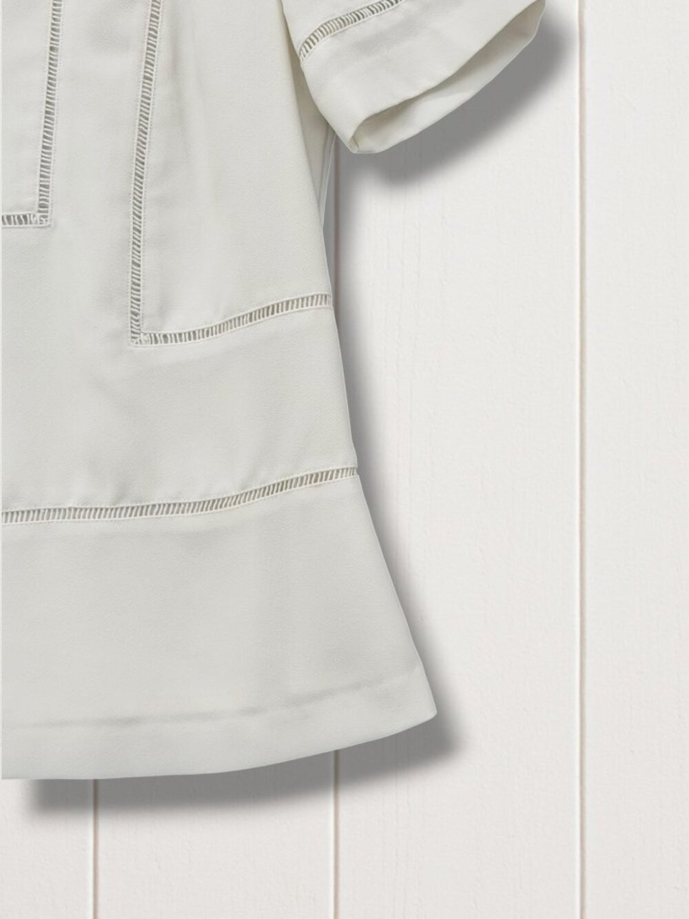 Banana Republic White Ladder Stitching Short Sleeve Blouse XS - Picture 4 of 5